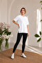 White Crew Neck Basic Women's T-Shirt 100% Cotton Side Slits Short Sleeve Casual Comfortable Cut - 2