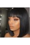 Brazilian Straight Human Hair None Lace Front Glueless Machinemade Short Bob Wigs for Women - 5