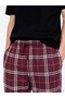 Burgundy Regular Fit Plaid Men's Pajama Bottoms - 3