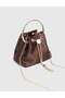 Lys Satin Leather Women's Brown Handbag - 5