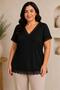 Women's Plus Size Casual Blouse - V-Neck Lace Detailed Blouse - 3