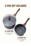 Swiss Granite Coating Non-Stick Frying Pan Skillets (20+26Cm With Lid) With Wooden Handle, Pfoa/Pfos/Apeo Free, Omelette Pans, Healthy Cookware Chef'S Pan, Pfoa Free, Dishwasher Safe, Black - 2