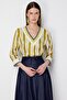 Bluz Ribbed Half Sleeves V-Neck - 5