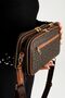 Women's Hand and Shoulder Bag with Multiple Compartments, Zipper, Logo, Cross Strap, Brown-Tan - 4