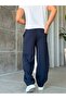 Side Strip Detail Design Dubble Face Fabric Baggy Tracksuits A-Dark Blue - 2