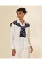 Women Ivory Button Down Collared Shirt With Scarf