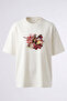 Women's Tac Lipstick Design Printed Oversize White T-Shirt