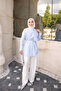 Baby Blue Front Detailed Waist Tie Shirt - 2