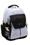 Water Resistant Fabric School Bag Unisex Daily School Backpack 2601 Gray-Black - 3