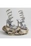 (Pine Cone) Ankle-Wrapped Women's Evening Dress Shoes with Stone Piping Detail and Heels Silver - 4