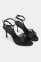Zaria Black Satin Open Toe Detailed Caged Women's Heeled Sandals - 4