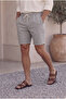 Men's Gray Muslin Fabric Look Woven Shorts Summer Efil Efil with Back Pockets - 6