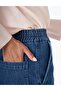 Elastic Waist Pocket Denim Trousers Blue - 6