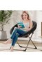 Folding Saucer Chair - Faux Fur Soft and Comfortable - Ideal for Bedroom, Living Room, Dormitory - Sturdy Frame - Suitable for Adults, Teens and Children