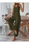 Women's Akılı V Lace Collar Wide Cut Detailed Viscose Jumpsuit - 5
