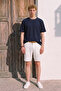 Men's Crew Neck Twisted Pattern T-Shirt - Navy Blue - 2