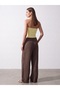 72762 100% Linen Wide Leg Trousers-Brown - 3