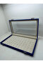 New Glass Covered Suede Navy Blue Fabric 45 cm / 25 cm Nail Ring Tray - 4
