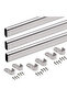 Oval Closet Rod, White Chrome, 95 cm with Mounting Brackets and Screws