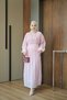 Women's Pleated Detailed Balloon Sleeve Dress Powder - 3