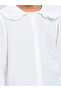 Girls White Peter Pan Collar Long Sleeve Shirt - 3