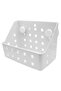 Wall Mounted Storage Basket, White, Plastic, Perforated Design, Suction Cup Installation, Bathroom Organizer - 2