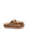 Genuine Suede Leather Women's Anatomical Sole Tassel Detailed Tan Color Closed Toe Sabo Slippers - 3
