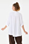 Women's White Italian Judge Collar Foldable Sleeve Sequined Oversize Viscose Shirt Size 40 - 44 - 4