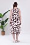 Women's Burgundy Polka Dot Patterned Strappy Plus Size Dress - 6