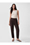Brown Elastic Waist Carrot Cut Women's Trousers - 8