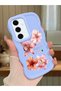 Samsung Galaxy S24 Fe Compatible Case Camera Protector Blue Silicone Couple Phone Case Floral Pattern