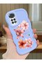 Redmi Note 11 Compatible Case Camera Protector Blue Silicone Couple Phone Case Floral Pattern