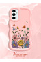 Samsung Galaxy M23 Compatible Case Camera Protector Pink Silicone Couple Phone Case Floral Pattern - 2
