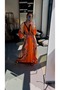 Orange Floral V-Neck Dress - 5