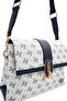 White - Navy Blue Monogram Women's Crossbody Bag Sp1287 - 5