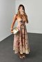 Salmon Patterned Maxi Dress 05225 - 4