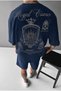Men's Navy Blue Royal Oversize Fit Loose Wide Fit Casual Cut T-Shirt
