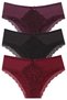 Front Shiny Jersey and Lace Back Cotton Hipster Fit Panties 3-Piece Pack W-4565 R1-5