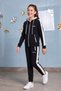 Girl's Potential Thick Striped Hooded Straight-Leg Diver Fabric Tracksuit Set Esf7016 - 5