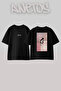 Persian Rug Calligraphy Design Back Printed Cotton Black Oversize T-Shirt
