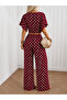 Women's Polka Dot Two-Piece Set Crop Blouse Wide-Leg Pants - 5
