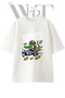 Bombardier Crocodile Design Printed Unisex White Oversize T-Shirt