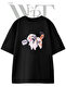 Calico Cat Raincoat Design Printed Unisex Black Oversize T-Shirt
