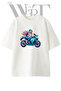 Anime Girl Motorcycle Design Printed Unisex White Oversize T-Shirt