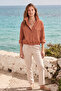 Women's Form Snap Shirt Adjustable Waist Stylish Relaxed Cut Light Terra W201-K0304-05 - 5