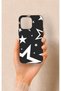 iPhone 15 Pro Max Compatible Black Mega Star Patterned Silicone Case