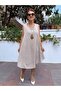 Italian Sleeveless Striped Dress Mink - 2