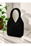 Handmade V Model Paper Rope Straw Black Color Bag - Hand Knitted Women's Daily Shoulder Bag - 3