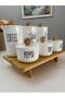6-Piece Acrylic (Plastic) Jar Set with Wooden Stand 900-400 ml Vacuum Plastic Lid Wooden Handle Tea/Sugar/Coffee-Condiment Set - 6