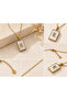 316L Steel Gold Letter E Rectangular Stone-Looking Necklace - 2